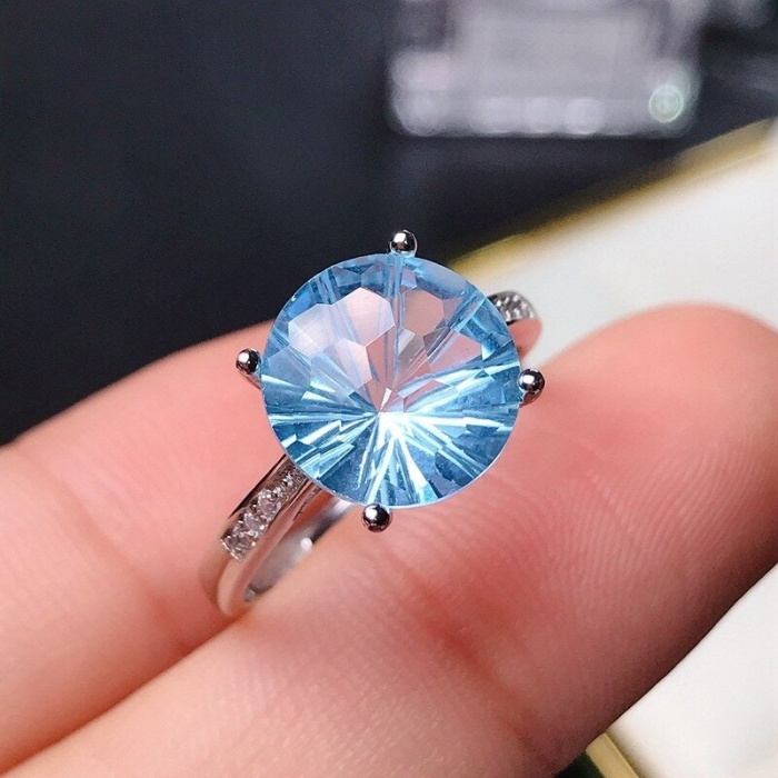 Natural Blue Topaz Ring, 925 Sterling Sliver, Topaz Engagement Ring, Topaz Ring, Wedding Ring, luxury Ring, solitaire Ring, Round cut Ring | Save 33% - Rajasthan Living 10
