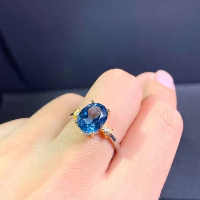 Natural Blue Topaz Ring, 925 Sterling Silver, Topaz Engagement Ring, Topaz Ring,  Wedding Ring, Topaz Luxury Ring, Ring/Band, Oval Cut Ring | Save 33% - Rajasthan Living 11