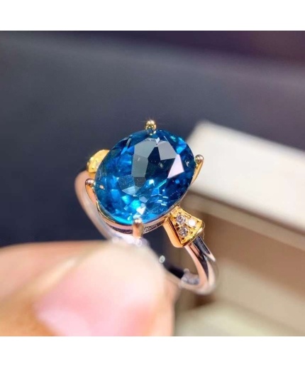 Natural Blue Topaz Ring, 925 Sterling Silver, Topaz Engagement Ring, Topaz Ring,  Wedding Ring, Topaz Luxury Ring, Ring/Band, Oval Cut Ring | Save 33% - Rajasthan Living