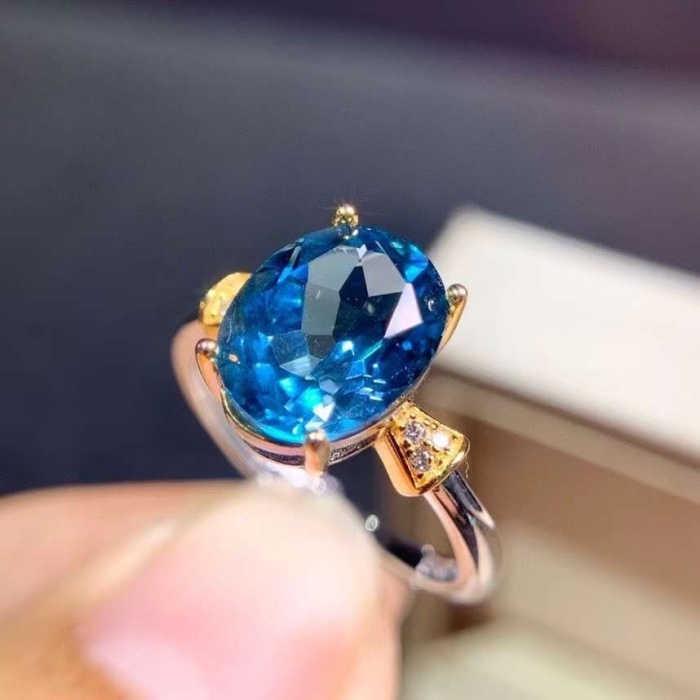 Natural Blue Topaz Ring, 925 Sterling Silver, Topaz Engagement Ring, Topaz Ring,  Wedding Ring, Topaz Luxury Ring, Ring/Band, Oval Cut Ring | Save 33% - Rajasthan Living 6