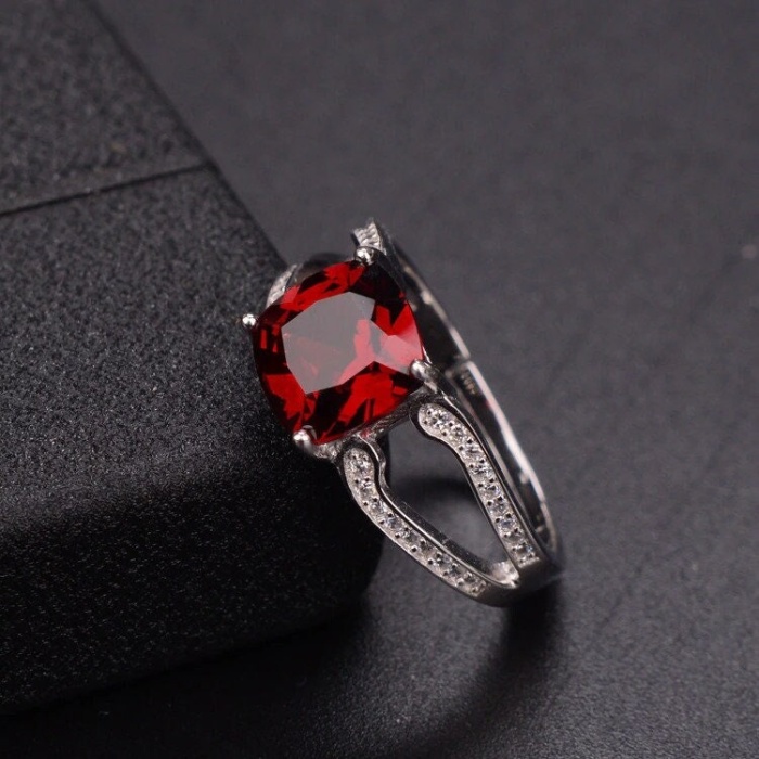 Natural Garnet Ring, 925 Sterling Sliver, Garnet Engagement Ring, Garnet Wedding Ring, Garnet luxury Ring, Ring/Band, Cushion cut Ring | Save 33% - Rajasthan Living 6