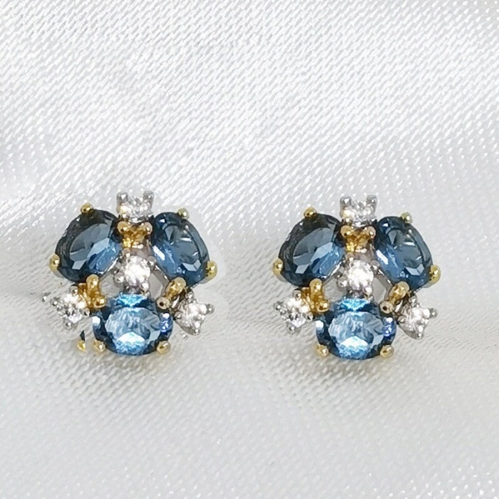 Natural London Blue Topaz Studs Earrings, 925 Sterling Silver, Studs Earrings, Earrings, Luxury Earrings, Oval Cut Stone Earrings | Save 33% - Rajasthan Living 5