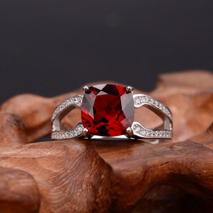 Natural Garnet Ring, 925 Sterling Sliver, Garnet Engagement Ring, Garnet Wedding Ring, Garnet luxury Ring, Ring/Band, Cushion cut Ring | Save 33% - Rajasthan Living 9