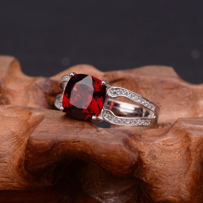 Natural Garnet Ring, 925 Sterling Sliver, Garnet Engagement Ring, Garnet Wedding Ring, Garnet luxury Ring, Ring/Band, Cushion cut Ring | Save 33% - Rajasthan Living 10