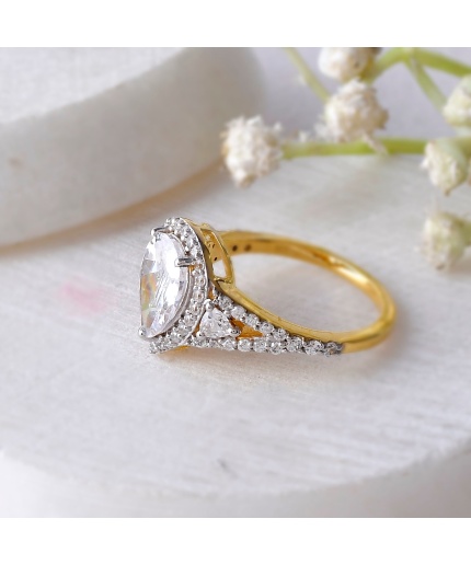 925 Sterling Silver Pear Halo Engagement Ring, Anniversary Ring, Gift for Fiancee, 14K Gold Vermeil, Pear CZ Ring, Wedding Ring, CZ Ring | Save 33% - Rajasthan Living 8