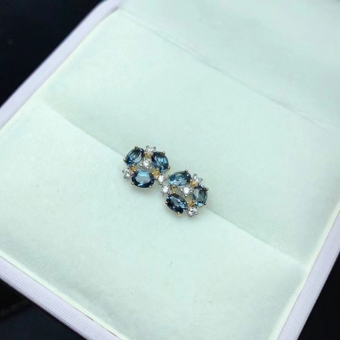 Natural London Blue Topaz Studs Earrings, 925 Sterling Silver, Studs Earrings, Earrings, Luxury Earrings, Oval Cut Stone Earrings | Save 33% - Rajasthan Living 9