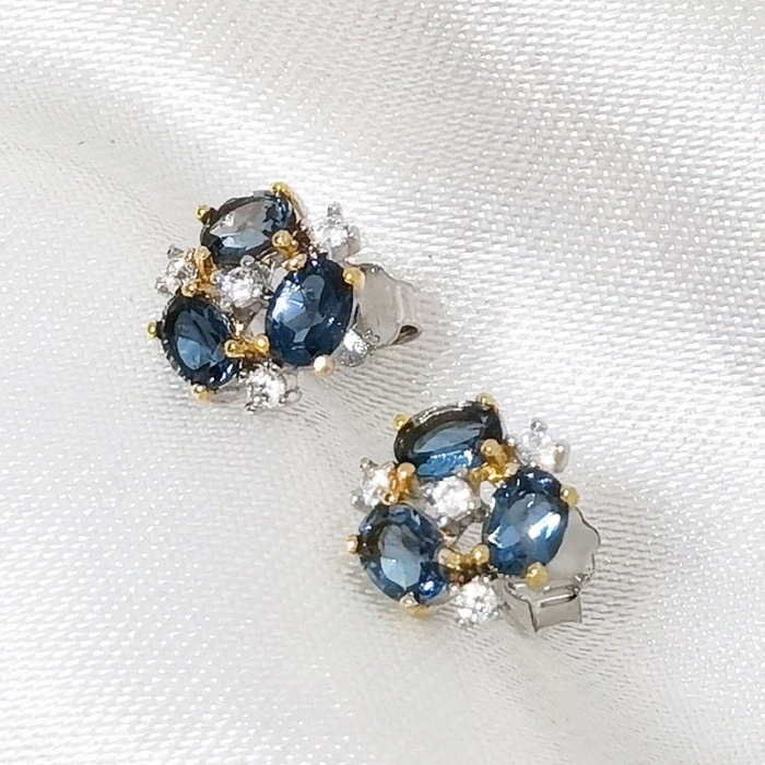 Natural London Blue Topaz Studs Earrings, 925 Sterling Silver, Studs Earrings, Earrings, Luxury Earrings, Oval Cut Stone Earrings | Save 33% - Rajasthan Living 6