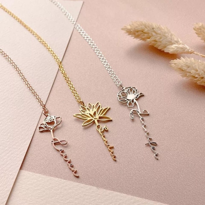 Stainless Steel, Gold, Silver, Rose Gold, Flower Necklace | Save 33% - Rajasthan Living 5