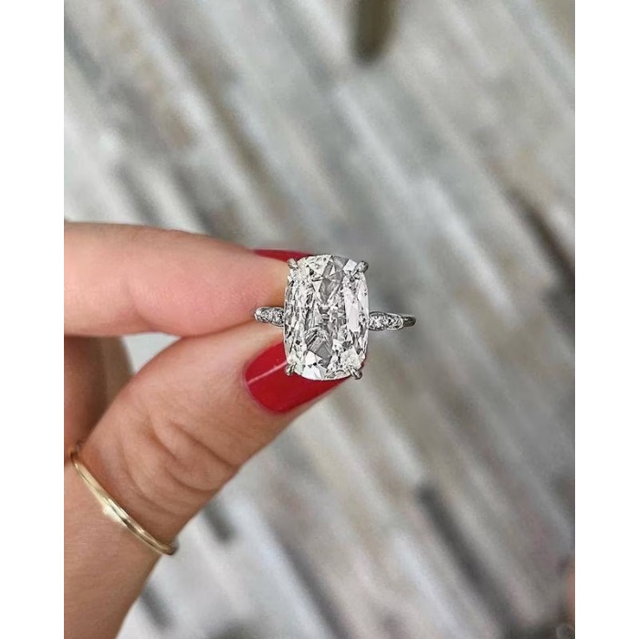 3.50 Ct Elongated Cushion Cut Engagement Ring, Old Mine Cut Ring, Sterling Silver Bridal Ring, Diamond Promise Ring, CZ Anniversary Ring | Save 33% - Rajasthan Living 5