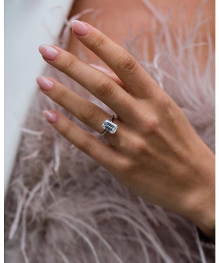 3 Ct Engagement Diamond Ring, Wedding Ring, Promise Ring Diamond Ring, Emerald Cut Diamond Ring, Engagement Ring, Wedding Band, 14K Gold | Save 33% - Rajasthan Living 3