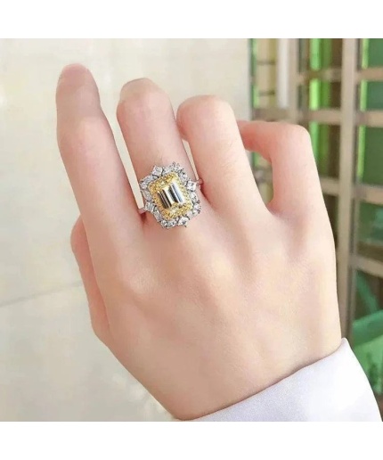 2.50 Ct Emerald Cut CZ Wedding Ring, Large Emerald Cut Simulated Diamond Statement Cocktail Ring, 14K Solid Gold Propose, Promise Ring Gift | Save 33% - Rajasthan Living 3