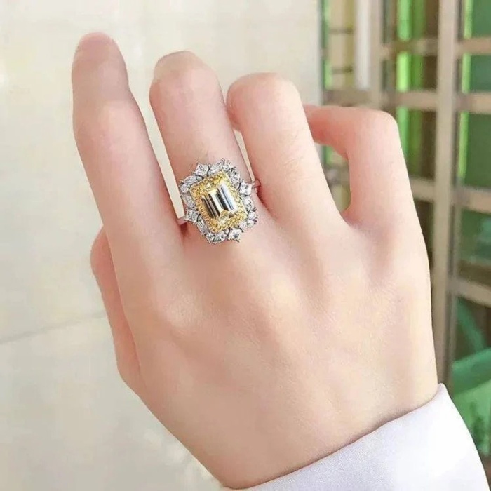 2.50 Ct Emerald Cut CZ Wedding Ring, Large Emerald Cut Simulated Diamond Statement Cocktail Ring, 14K Solid Gold Propose, Promise Ring Gift | Save 33% - Rajasthan Living 6