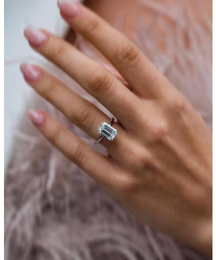 3 Ct Engagement Diamond Ring, Wedding Ring, Promise Ring Diamond Ring, Emerald Cut Diamond Ring, Engagement Ring, Wedding Band, 14K Gold | Save 33% - Rajasthan Living