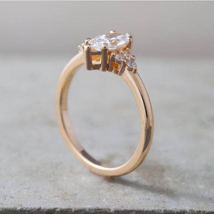 1.50 Ct Marquise Cut, Sterling Silver 925, 14K Gold Gemstone Ring, Stackable, Petite Vintage, Engagement, Promise, Wedding, Anniversary Ring | Save 33% - Rajasthan Living 7