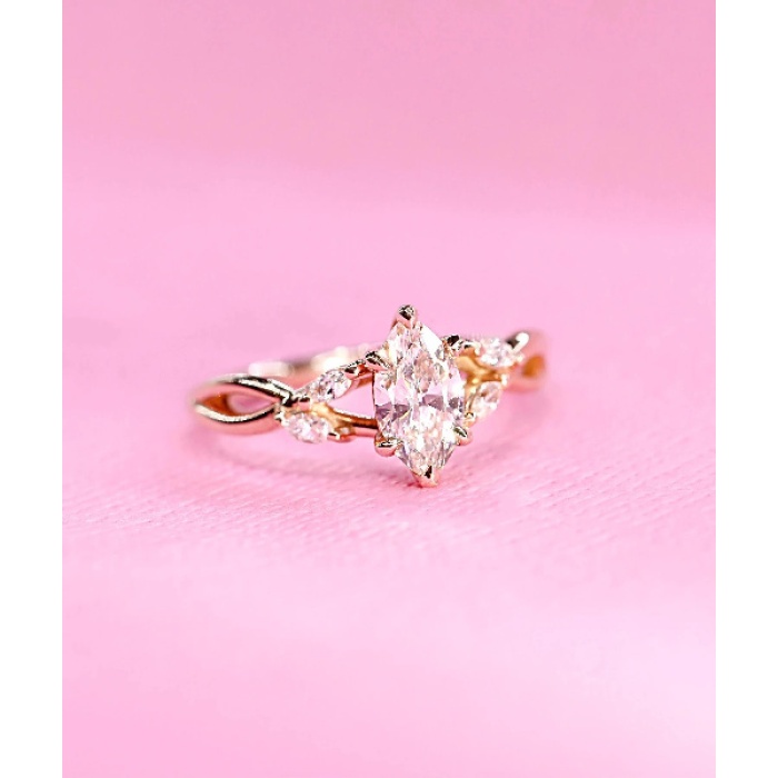 2 Ct Marquise CZ Engagement Ring Set Unique Rose Gold Engagement Ring Vintage Cluster Ring Swist Ring Bridal Promise Anniversary Gift | Save 33% - Rajasthan Living 7