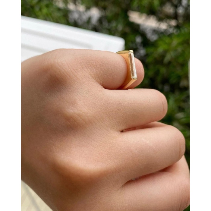 1 Ct Baguette Ring 14K Gold, CZ Diamond Wedding Ring, Baguette Wedding Ring, Delicate Engagement Band, Stacking Promise Ring, Diamonds ring | Save 33% - Rajasthan Living 5