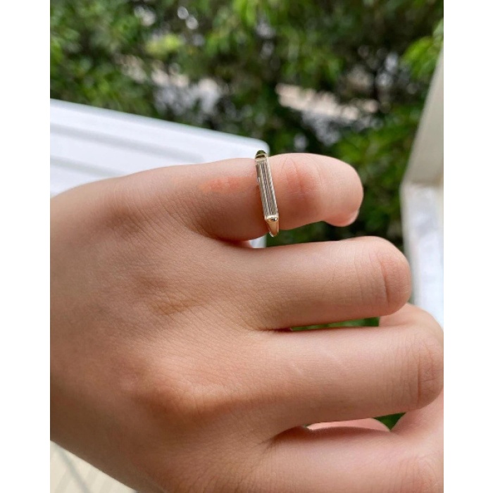 1 Ct Baguette Ring 14K Gold, CZ Diamond Wedding Ring, Baguette Wedding Ring, Delicate Engagement Band, Stacking Promise Ring, Diamonds ring | Save 33% - Rajasthan Living 8