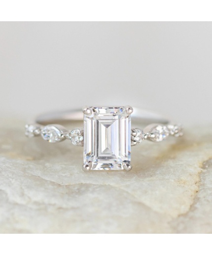 2.50 Ct Emerald Cut Engagement Promise Gold Ring in Solid Yellow 10K/14k/18k Gold, Emerald Cut Solitaire Ring, Brilliant CZ Ring Emerald | Save 33% - Rajasthan Living