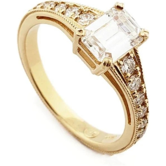 2.50 Ct Emerald Cut Diamond 14K Solid Gold Solitaire Engagement Ring Bride, Emerald Diamond Ring Women, Solitaire Emerald CZ Ring For Her | Save 33% - Rajasthan Living 5