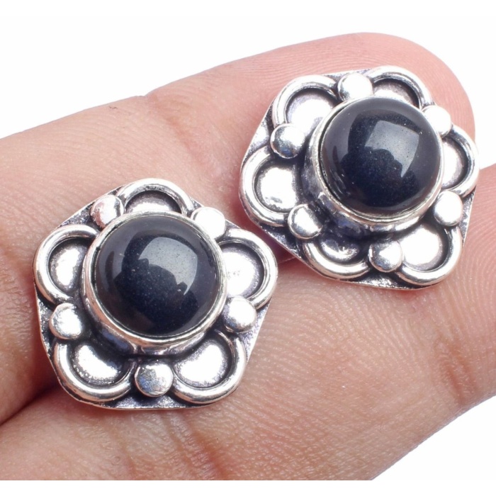 Black Onyx stud Earring 925 Sterling Silver Plated Earring Jewelry E-09-122 | Save 33% - Rajasthan Living 5