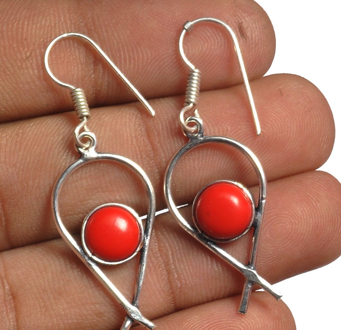 Coral Earring 925 Sterling Silver Plated Earring Jewelry E-8172 | Save 33% - Rajasthan Living