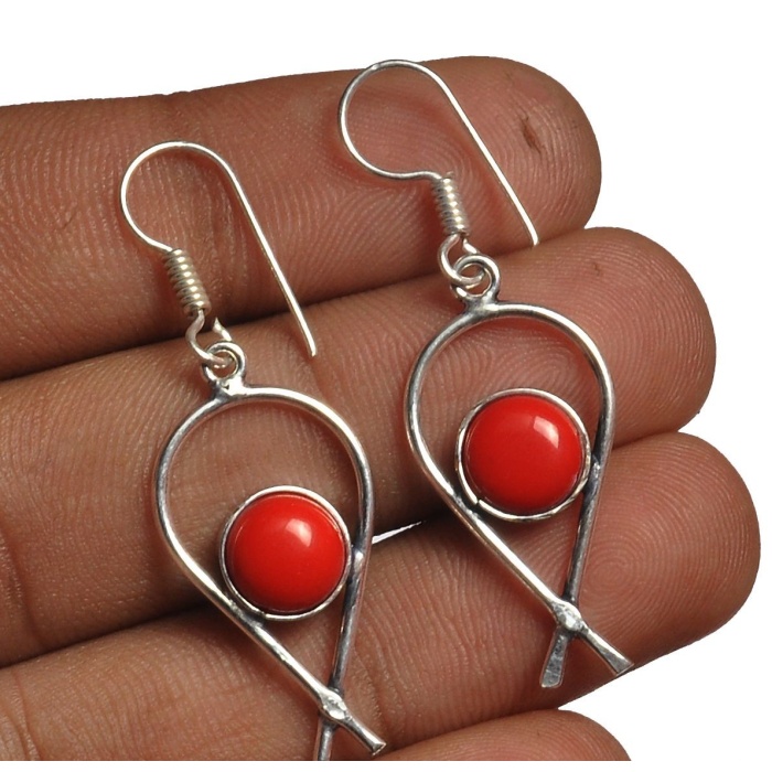 Coral Earring 925 Sterling Silver Plated Earring Jewelry E-8254 | Save 33% - Rajasthan Living 5