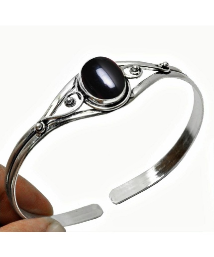 Black Onyx Bracelet 925 Sterling Silver Plated Cuff Bangle Bracelet BB-04-045 | Save 33% - Rajasthan Living