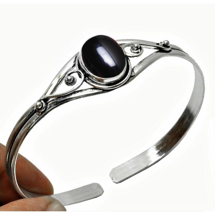 Black Onyx Bracelet 925 Sterling Silver Plated Cuff Bangle Bracelet BB-04-045 | Save 33% - Rajasthan Living 5