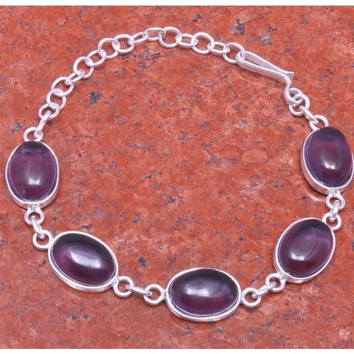 1pcs Amethyst Bracelet 925 Sterling Silver Plated Bracelet BA-10-124 | Save 33% - Rajasthan Living 5