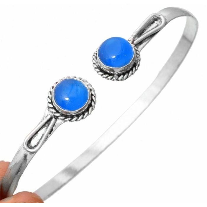 Chalcedony Bracelet 925 Sterling Silver Plated Cuff Bangle Bracelet BB-04-040 | Save 33% - Rajasthan Living 5