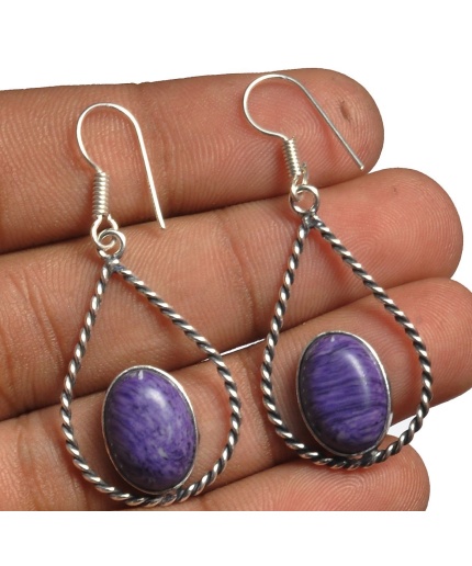 Charorite Earring 925 Sterling Silver Plated Earring Jewelry E-8274 | Save 33% - Rajasthan Living