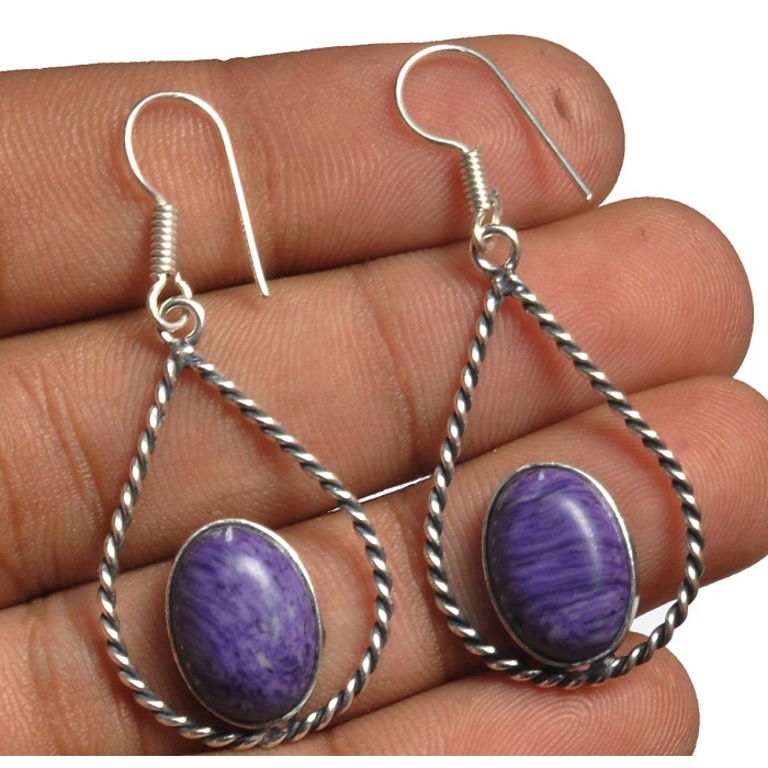 Charorite Earring 925 Sterling Silver Plated Earring Jewelry E-8274 | Save 33% - Rajasthan Living 5