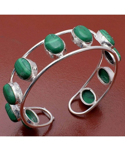 Malachite Bracelet 925 Sterling Silver Plated Cuff Bangle Bracelet Bc-04-043 | Save 33% - Rajasthan Living