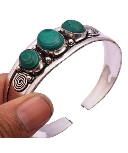 Malachite Bracelet 925 Sterling Silver Plated Cuff Bangle Bracelet Bc-04-040 | Save 33% - Rajasthan Living
