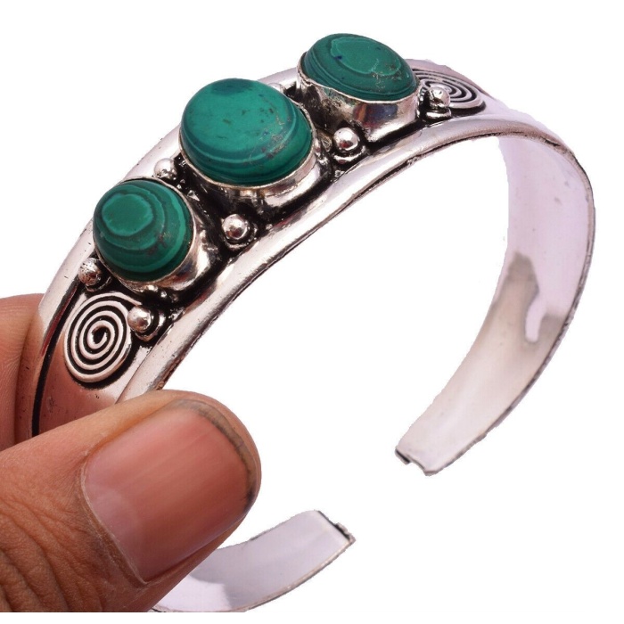 Malachite Bracelet 925 Sterling Silver Plated Cuff Bangle Bracelet Bc-04-040 | Save 33% - Rajasthan Living 5