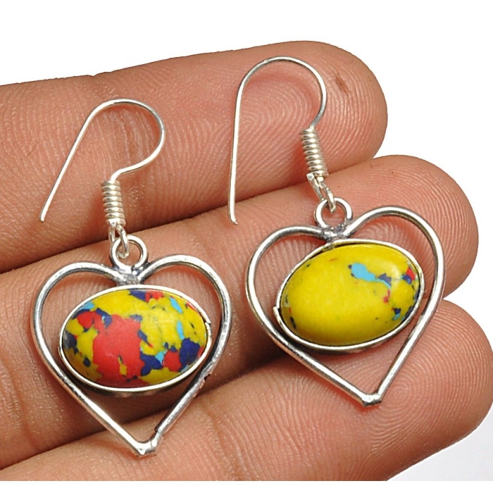 Yellow Mosaic Jasper Earring 925 Sterling Silver Plated Earring Jewelry E-8115 | Save 33% - Rajasthan Living 5