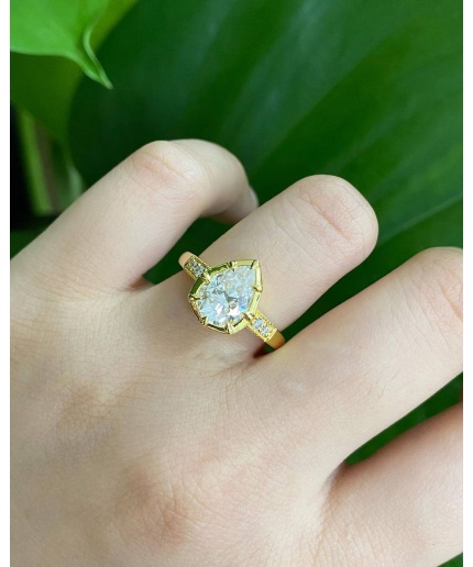 2 Ct Pear Shaped CZ Engagement Ring, Pear Solitaire Ring, Wedding,Bridal Ring Set, Solid White/Yellow/Rose Gold, Minimalist Dainty Gift Ring | Save 33% - Rajasthan Living 3