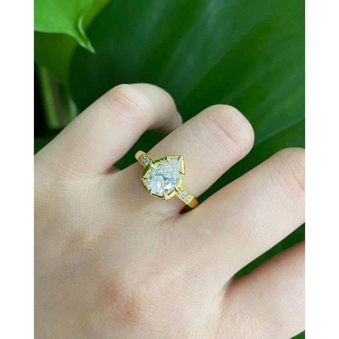 2 Ct Pear Shaped CZ Engagement Ring, Pear Solitaire Ring, Wedding,Bridal Ring Set, Solid White/Yellow/Rose Gold, Minimalist Dainty Gift Ring | Save 33% - Rajasthan Living 6