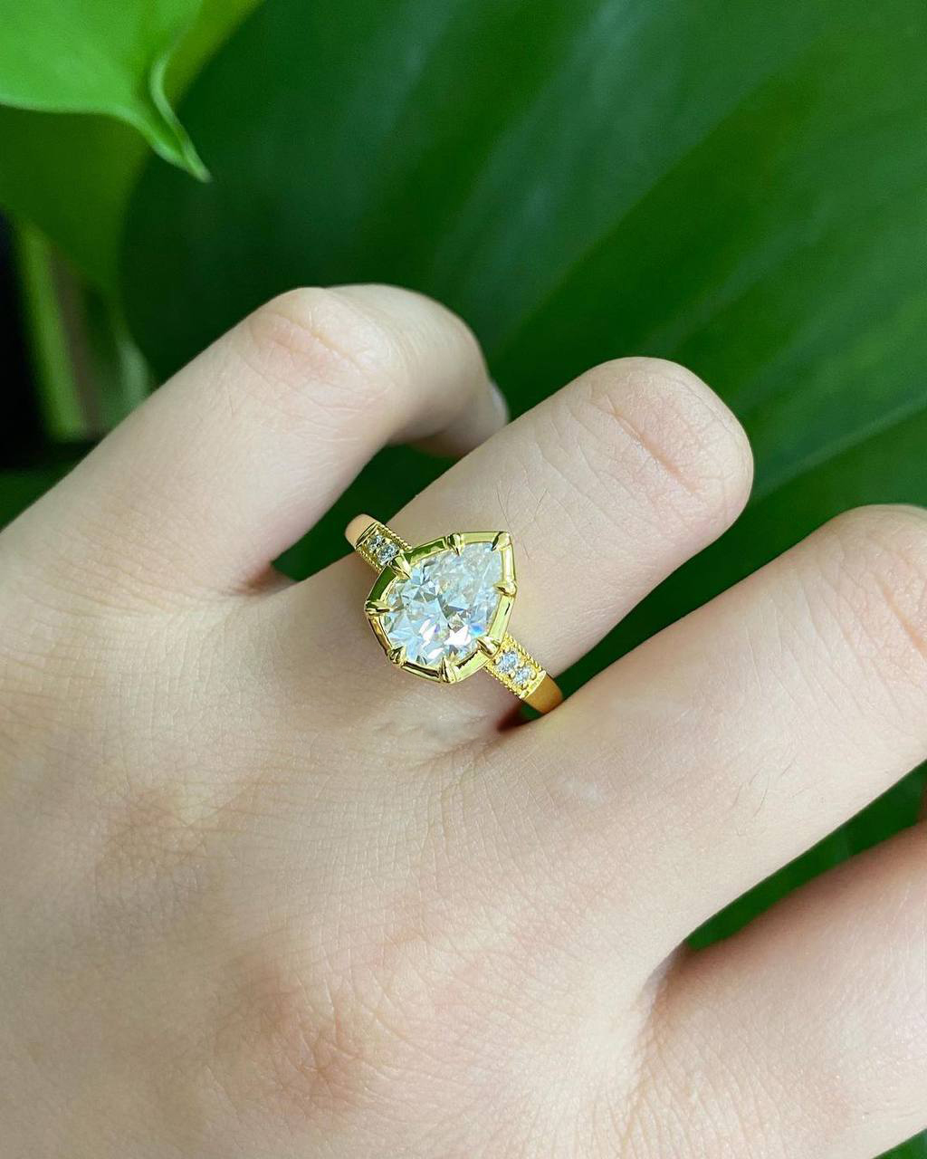 2 Ct Pear Shaped CZ Engagement Ring, Pear Solitaire Ring, Wedding,Bridal Ring Set, Solid White/Yellow/Rose Gold, Minimalist Dainty Gift Ring | Save 33% - Rajasthan Living 9