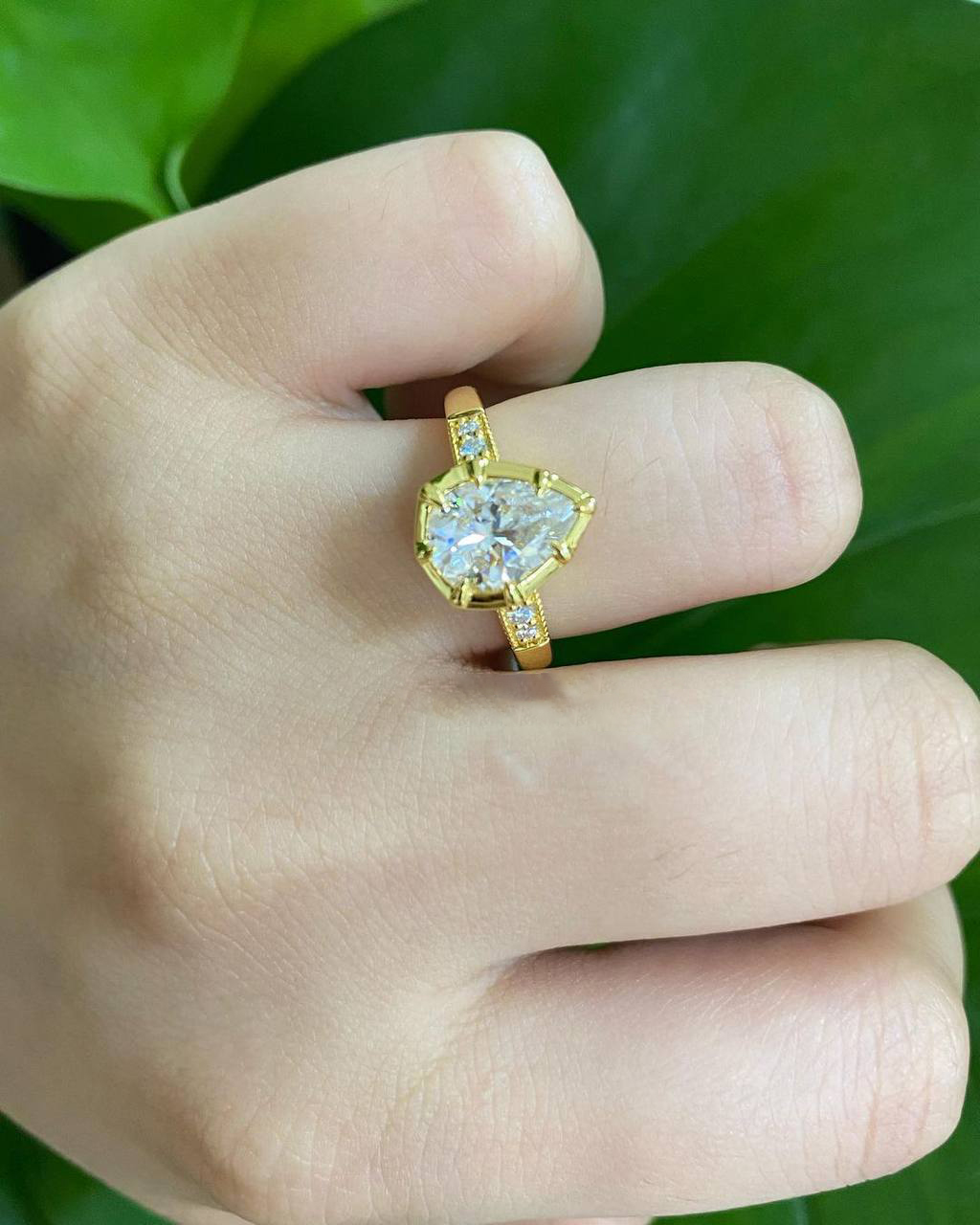 2 Ct Pear Shaped CZ Engagement Ring, Pear Solitaire Ring, Wedding,Bridal Ring Set, Solid White/Yellow/Rose Gold, Minimalist Dainty Gift Ring | Save 33% - Rajasthan Living 10