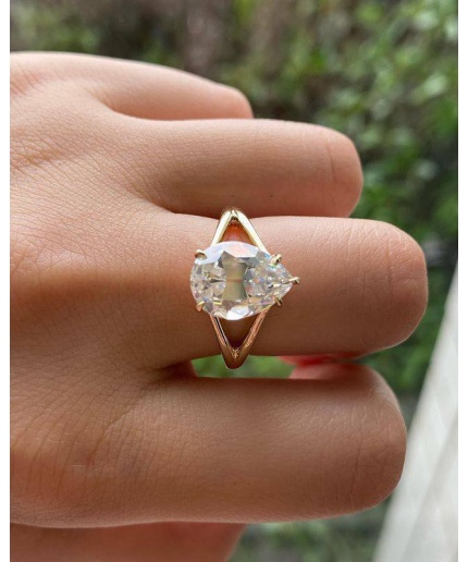 2 Ct Pear Rose Cut Shaped CZ Engagement Ring 14K Rose Gold Wedding Ring Pear Cut Pear Valentine Day Gift For Her Ring, Stimulated Diamond | Save 33% - Rajasthan Living 5