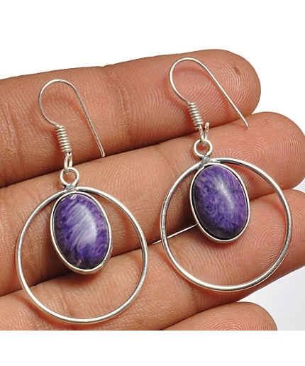 Charorite Earring 925 Sterling Silver Plated Earring Jewelry E-8111 | Save 33% - Rajasthan Living