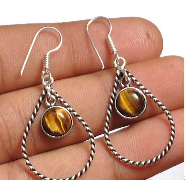 Tiger Eye Earring 925 Sterling Silver Plated Earring Jewelry E-8103 | Save 33% - Rajasthan Living 5