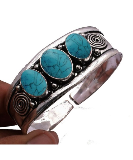 Turquoise Bracelet 925 Sterling Silver Plated Cuff Bangle Bracelet BB-04-045 | Save 33% - Rajasthan Living