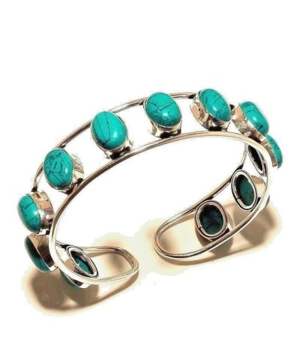 Turquoise Bracelet 925 Sterling Silver Plated Cuff Bangle Bracelet Bc-04-048 | Save 33% - Rajasthan Living