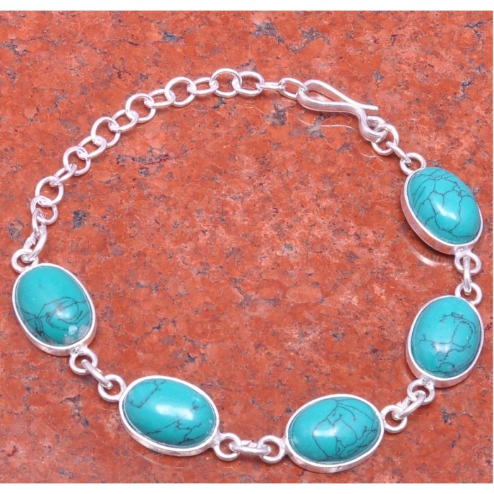 1pcs Turquoise Bracelet 925 Sterling Silver Plated Bracelet BA-10-120 | Save 33% - Rajasthan Living 5