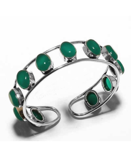 Green Onyx Bracelet 925 Sterling Silver Plated Cuff Bangle Bracelet Bc-04-041 | Save 33% - Rajasthan Living