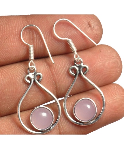 Rose Quartz Earring 925 Sterling Silver Plated Earring Jewelry E-8303 | Save 33% - Rajasthan Living