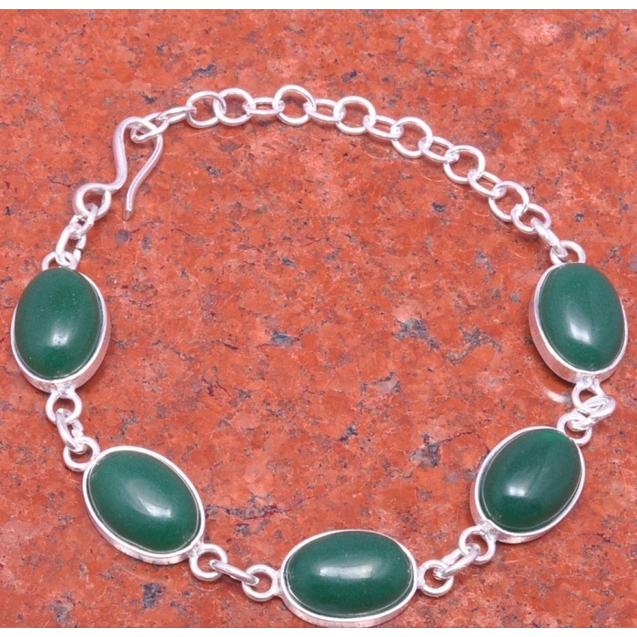 1pcs Green Onyx Bracelet 925 Sterling Silver Plated Bracelet BA-10-115 | Save 33% - Rajasthan Living 5