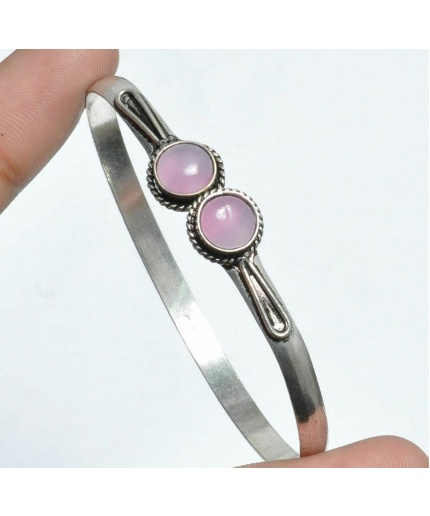 Rose Quartz Bracelet 925 Sterling Silver Plated Cuff Bangle Bracelet BB-04-043 | Save 33% - Rajasthan Living